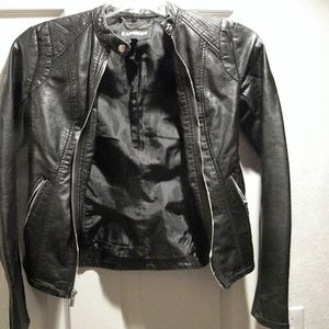 Express Vegan Leather Double Peplum Jacket